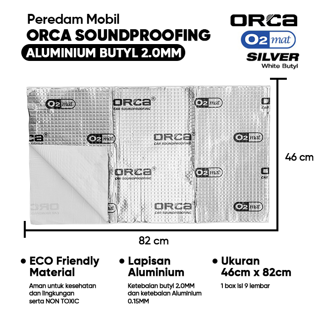 Peredam ORCA O2 Mat Aluminium Butyl Rubber Silver 2.0MM