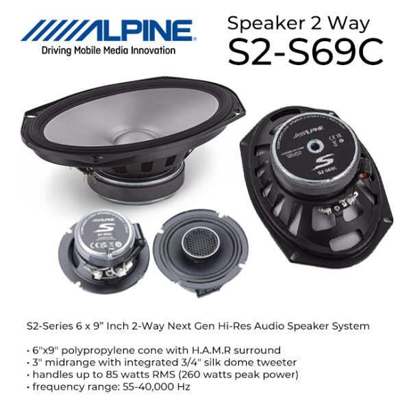 Speaker ALPINE S2-S69C 2 Way Split 6x9″ inch Oval - Image 2