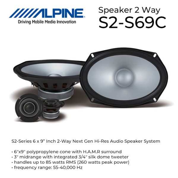 Speaker ALPINE S2-S69C 2 Way Split 6x9″ inch Oval