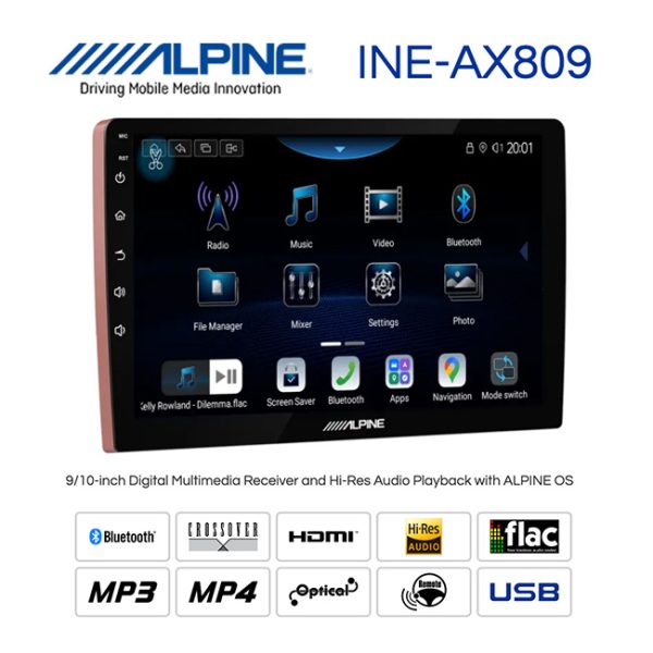 Head Unit Android ALPINE 9 inch INE-AX809 Hi-Res Audio - Image 2