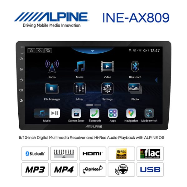 Head Unit Android ALPINE 9 inch INE-AX809 Hi-Res Audio