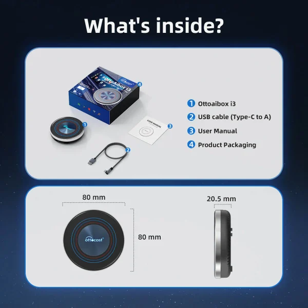 Ottocast Aibox i3 Wireless AI Box Android Interface CarPlay - Image 2