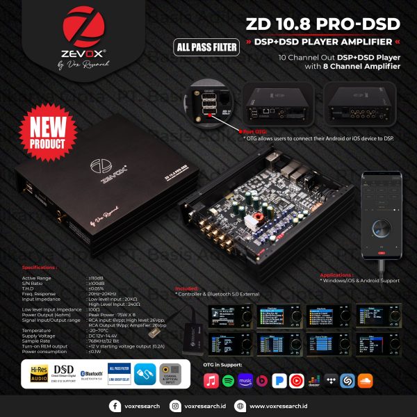 ZEVOX ZP10.8 PRO-DSD MKII AMP DSP Processor 10CH Amplifier 8CH with DSD Player