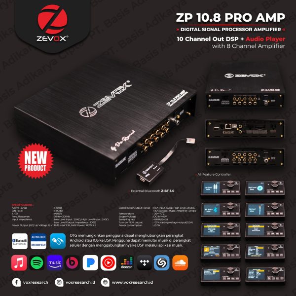 ZEVOX ZP10.8 PRO AMP DSP Processor 10CH Amplifier 8CH with Audio Player