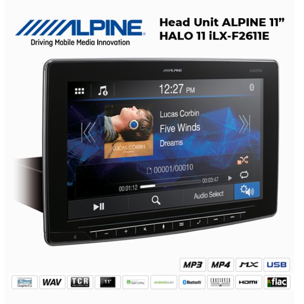 Head Unit ALPINE Halo 11 inch iLX-F2611E Android Auto CarPlay Hi-Res Audio - Image 2