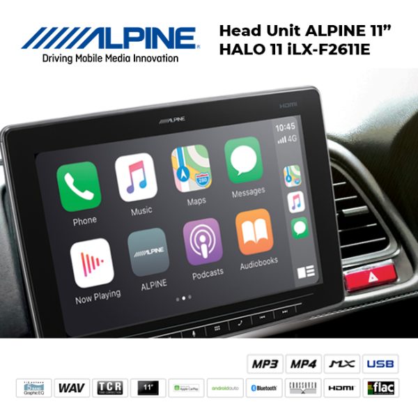 Head Unit ALPINE Halo 11 inch iLX-F2611E Android Auto CarPlay Hi-Res Audio - Image 3