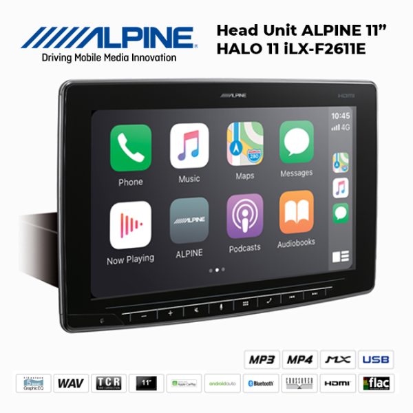 Head Unit ALPINE Halo 11 inch iLX-F2611E Android Auto CarPlay Hi-Res Audio