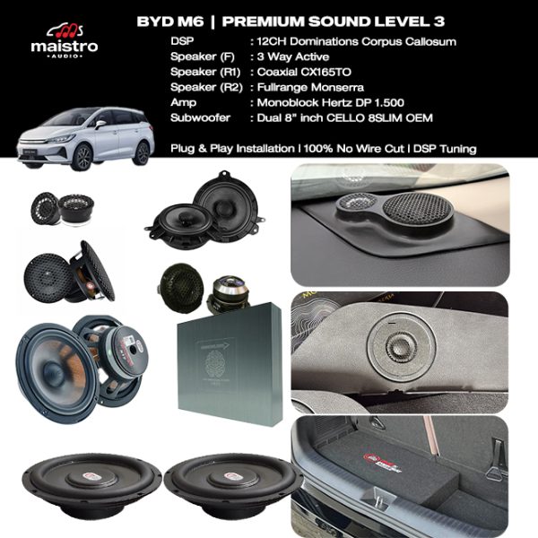 Paket Audio BYD M6 Premium Sound LEVEL 3 Plug and Play