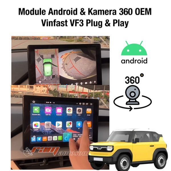 Module Android & Kamera 360 3D Vinfast VF3 Dual System Plug And Play