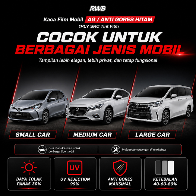 Kaca Film Mobil AG RWB (1 PLY GLUE TINTED)