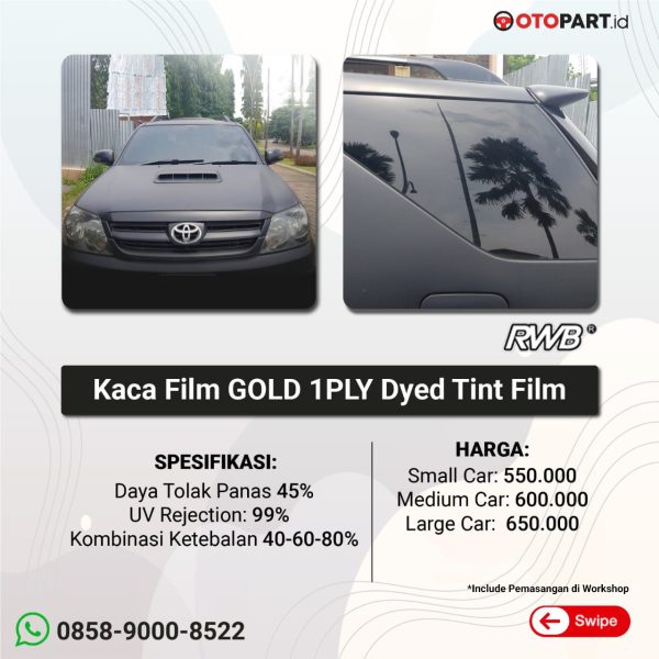 Kaca Film Mobil GOLD 1 Ply Dyed RWB