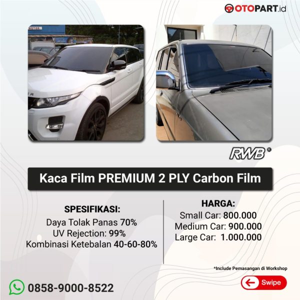 Kaca Film Mobil 2 Ply Carbon Premium 3M Grade RWB Garansi 5 Tahun
