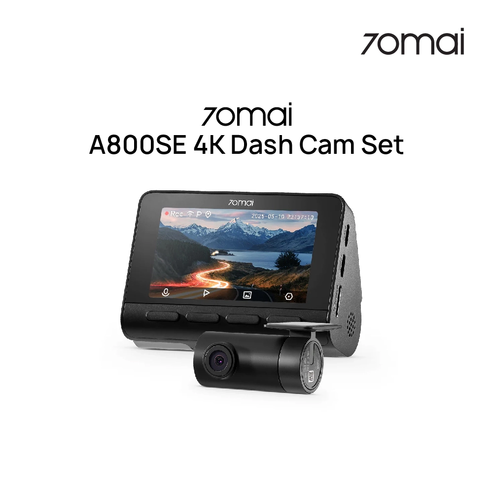 70mai Dash Cam A800SE Set 4K Super Capacitor Battery Voice Control WI-FI 6 Dashcam Mobil Dual Kamera Front Rear