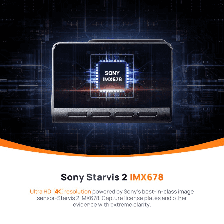 70mai Dash Cam A810 Set Front 4K 2160P Rear HDR 1080P GPS Night Vision – Front+Rear - Gambar 4