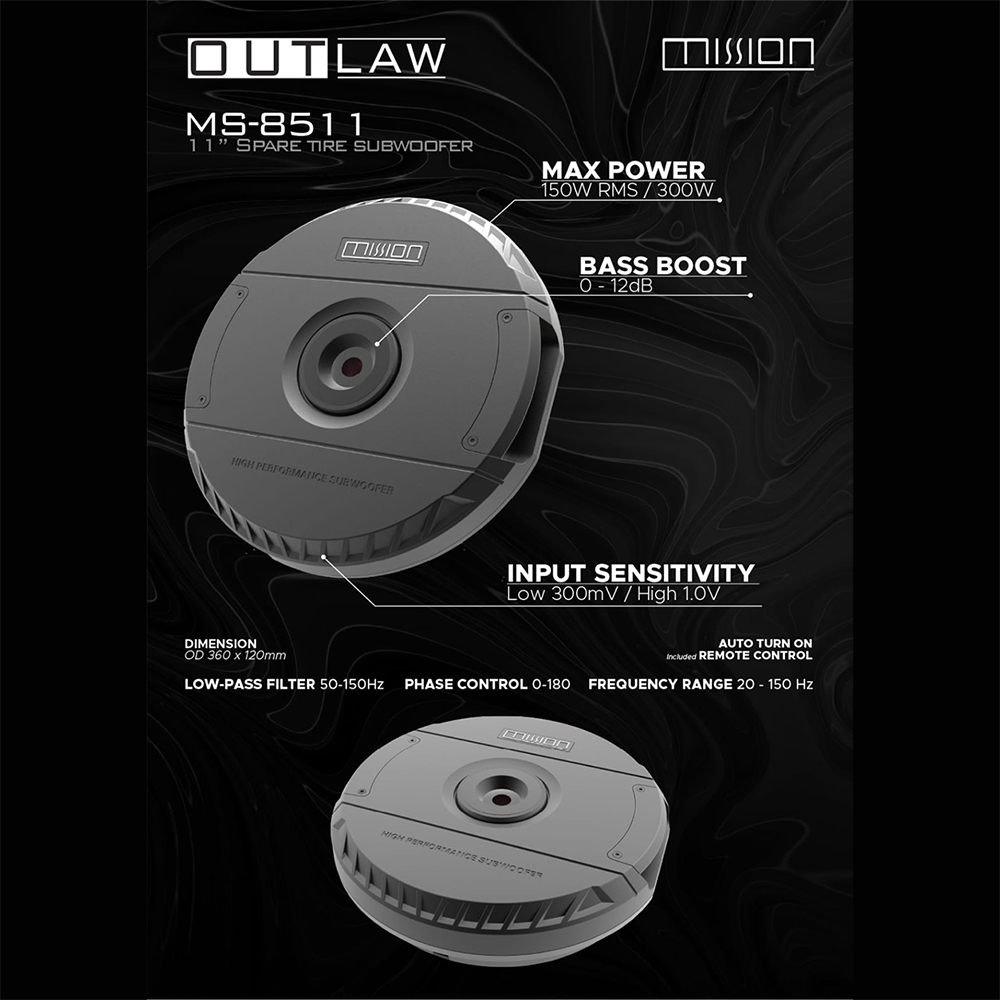 Mission MS-8511 Spare Tire Active Subwoofer 11” Aktif Ban Serep - Gambar 3