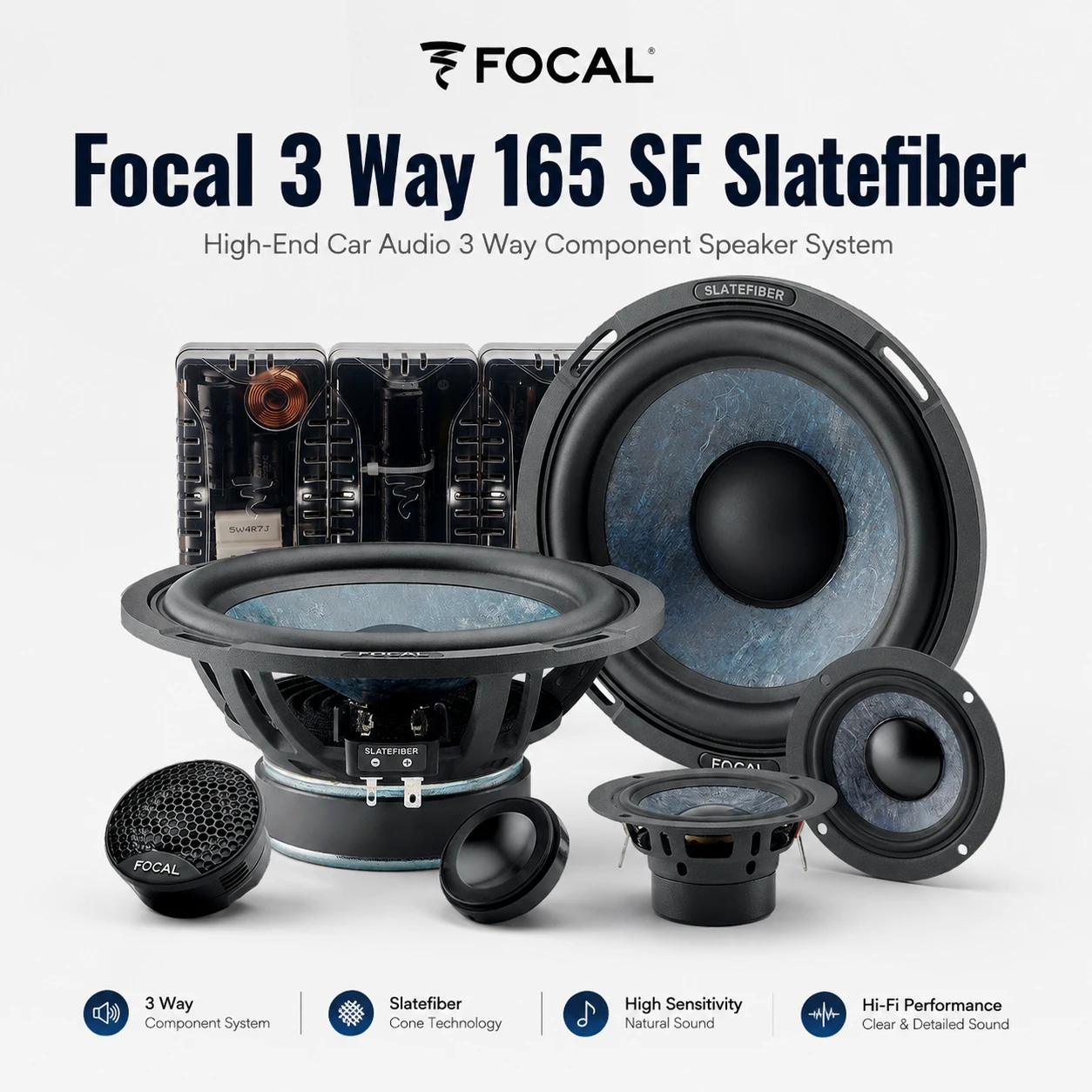 Speaker 3 Way FOCAL Slatefiber 165 SF 3 Way Kit 6.5″ inch