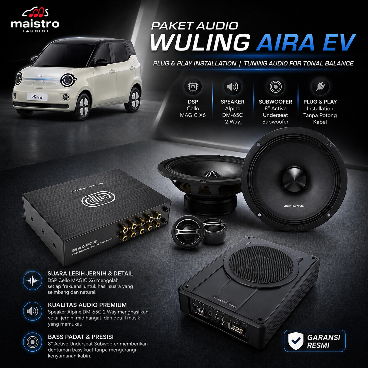Paket Audio WULING AIRA EV Plug And Play