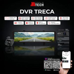 MTECH Dash Cam DVR 11.26" Kamera 3 Arah Monitor Spion Tengah