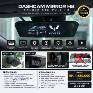 Dash Cam DVR H8 Wuling Darion Kamera 2 Arah Monitor Spion Tengah OEM